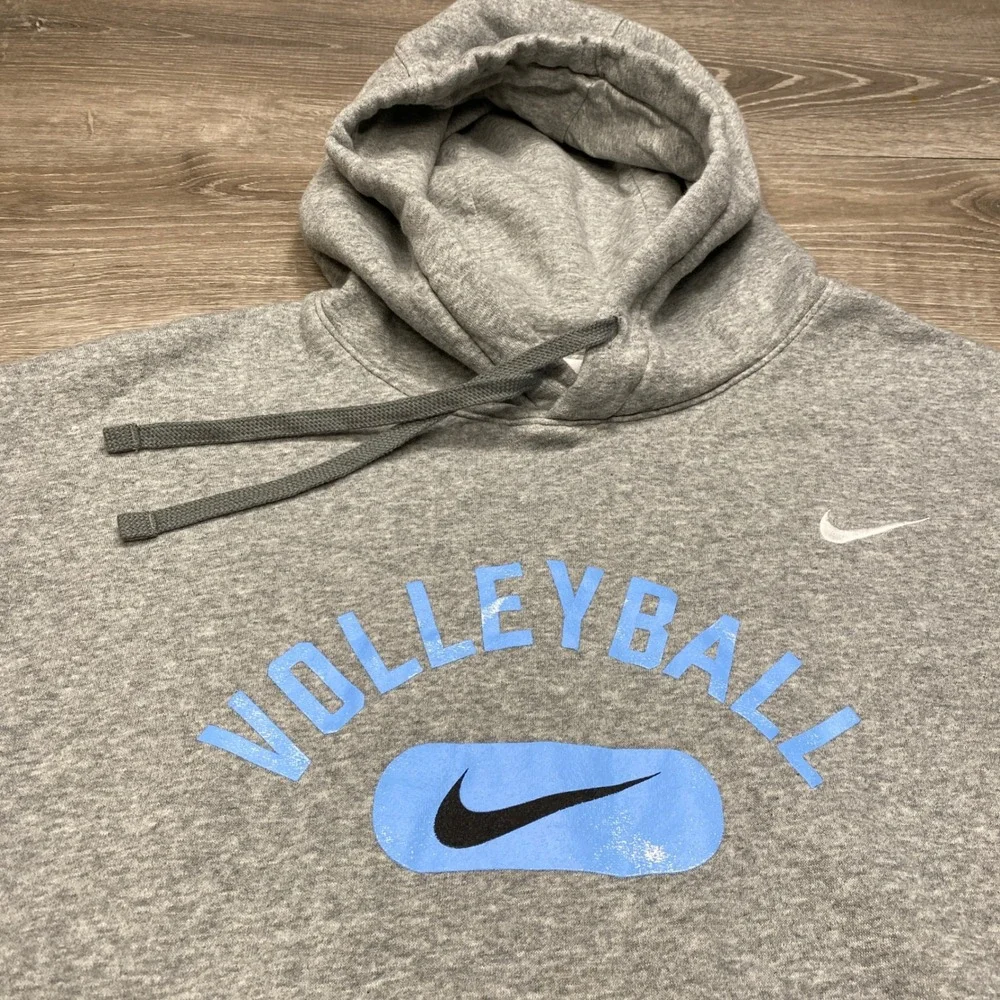 Nike Volleyball Hoodie Mens 2XL Gray Blue Graphic Pullover Fleece CJ1611-063